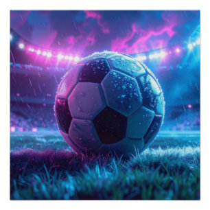 Poster Football dans l'arène de stade conditions météorol