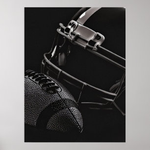 Poster Football et casque photo noir monochrome