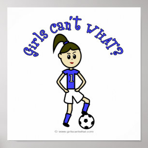 Poster Football féminin léger en Uniforme bleu
