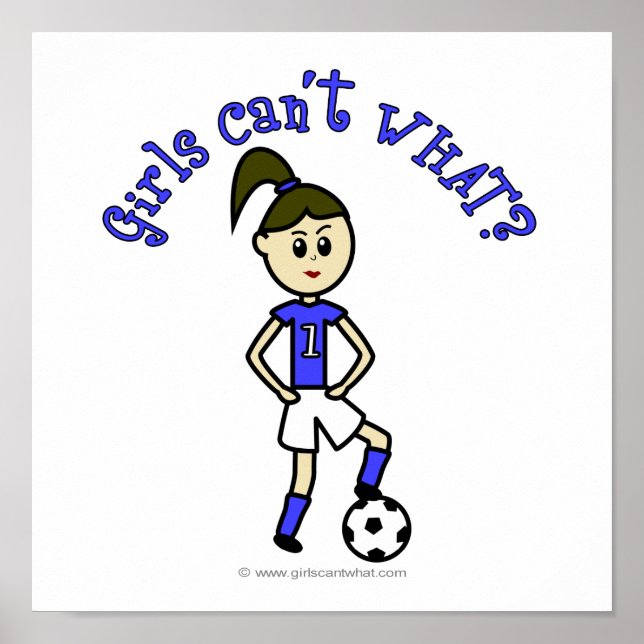 Poster Football féminin léger en Uniforme bleu (Devant)