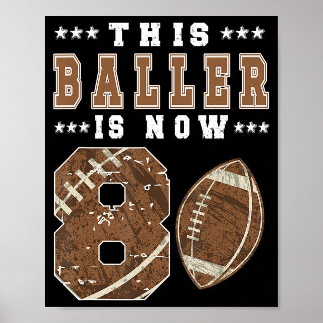 Poster Football garçon de 8e anniversaire Football de 8e  (Devant)