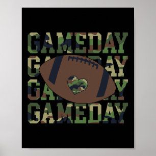 Poster Football Jeu Jeu Jour Camo Drapeau Patriotique Usa