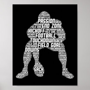 Poster Football Lineman Football Américain Homme Enfants 