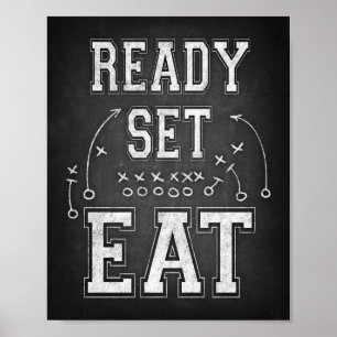 Poster Football Party PRÊT SET EAT Sign Chalk Imprimer