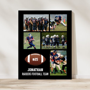 Poster Football personnalisé 5 Photo Collage Nom de l'équ