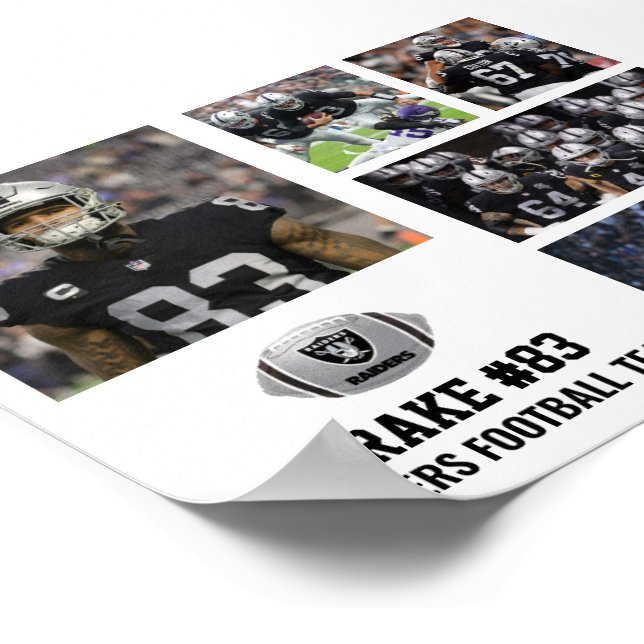 Poster Football personnalisé 5 Photo Collage Nom d'équipe (Coin)