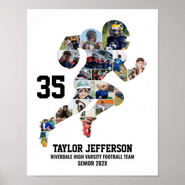 Poster Football Player Photo Collage Custom Senior Gift (Devant)