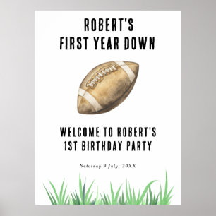 Poster Football première année bas 1er anniversaire fête