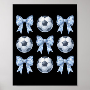 Poster Footballeuse Coquette Toile Bleu Nœud Maman de Foo