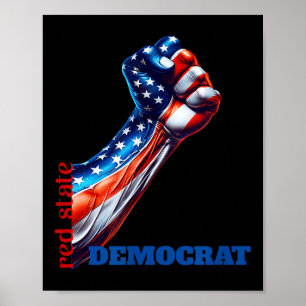Poster Force Et Unité État Rouge Démocrate Anti-Trump