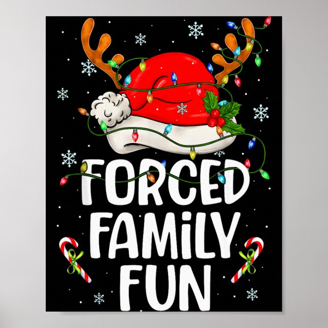 Poster Forced Family Fun Sarcastic Christmas Funny Men Wo (Devant)