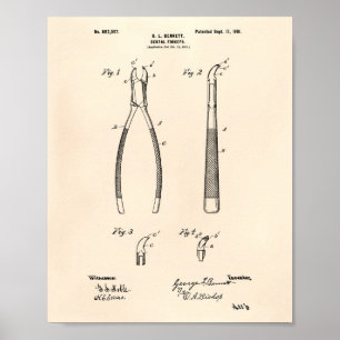 Poster Forceps dentaires 1901 Brevet Art Vieux Poivre