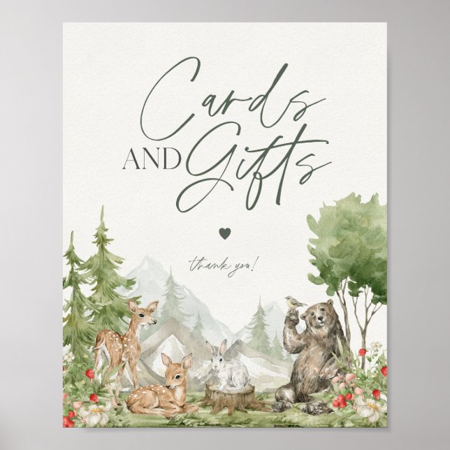 Poster Forêt Animaux cartes et cadeaux de fête (Devant)