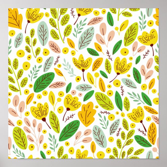 Poster Forêt botanique vintage d'automne (Devant)