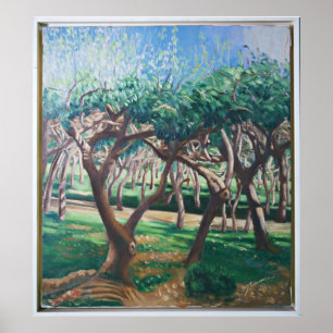 Poster Forêt calme Peinture traditionnelle à l'huile