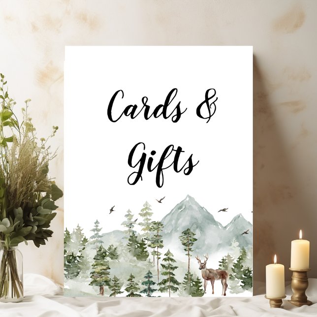 Poster Forêt d'aquarelle | Arbres Et Cerfs (Créateur téléchargé)