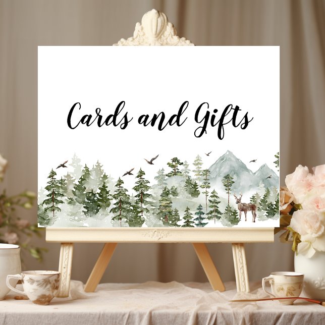 Poster Forêt d'aquarelle | Arbres Et Cerfs (Créateur téléchargé)