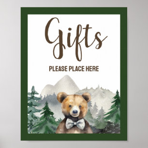 Poster Forêt d'aquarelle, Ours en peluche, Cadeaux de Bab