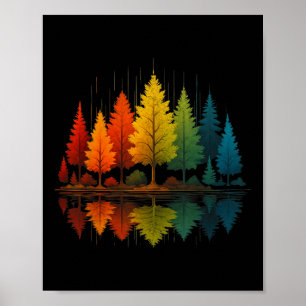 Poster Forêt d'arbres de réflexion de la nature Extérieur