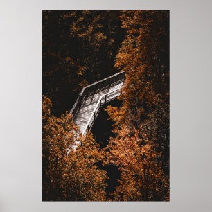 Poster Forêt d'automne avec chemin en bois