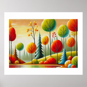 Poster Forêt d'automne du Minnesota et lac