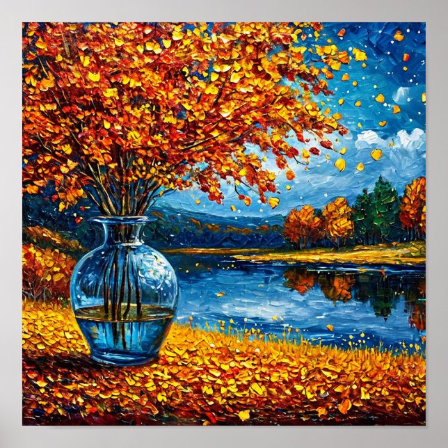 Poster Forêt d'automne Paysage d'automne confortable Art  (Devant)