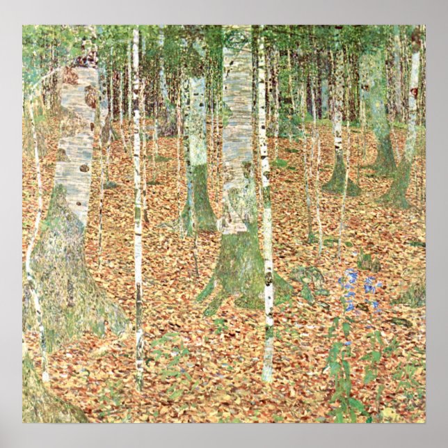Poster Forêt de bouleaux de Gustav Klimt (Devant)