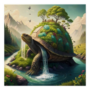 Poster Forêt de cascade de la Tortue mûre Imaginaire