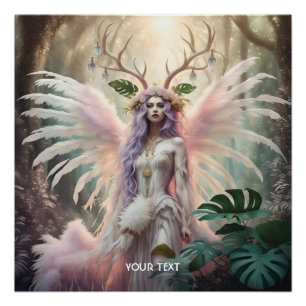 Poster Forêt de créature rose pâle Imaginaire