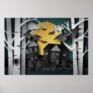 Poster Forêt de Cypress, cimetière et chauves-souris