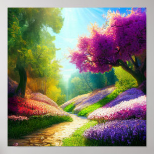 Poster Forêt de fleurs