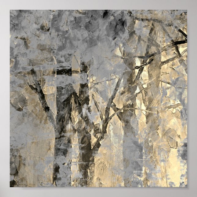 Poster Forêt de Foggy moderne Peinture artistique (Devant)