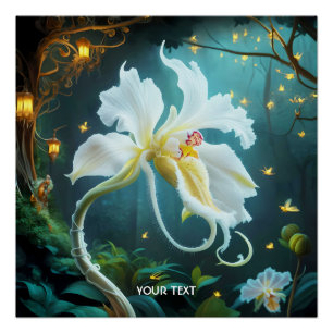 Poster Forêt de lucioles d'orchidées mignonnes Imaginaire