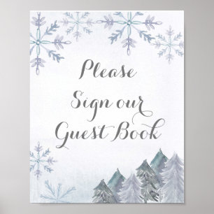 Poster Forêt de neige S'il vous plaît signer notre livre