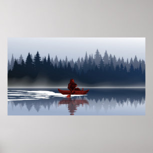 Poster Forêt de pins sauvages du lac Bigfoot
