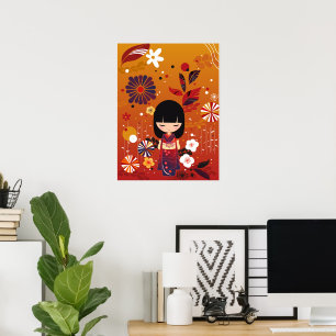 Poster Forêt de poupées Kokeshi