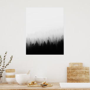Poster Forêt d'épicéas dans le brouillard