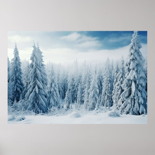 Poster Forêt d'hiver Paysage serein Surreal (Devant)