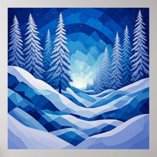 Poster Forêt d'hiver Saphir Bleu ❄️