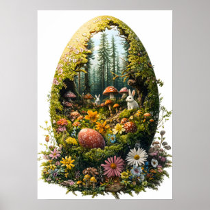 Poster Forêt d'Oeufs de Pâques Imaginaire Nature Mur Art