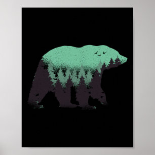 Poster Forêt d'ours Nature Grizzly Randonnée Chasse en pl