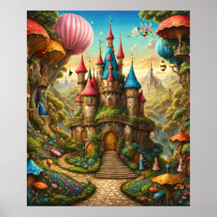 Poster Forêt Enchantée Avec Château De Fairytale