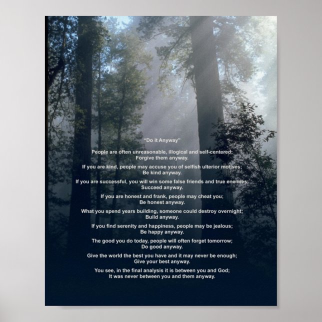 Poster Forêt et soleil le faire de toute façon (Devant)
