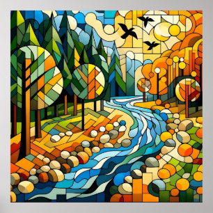 Poster Forêt géométrique