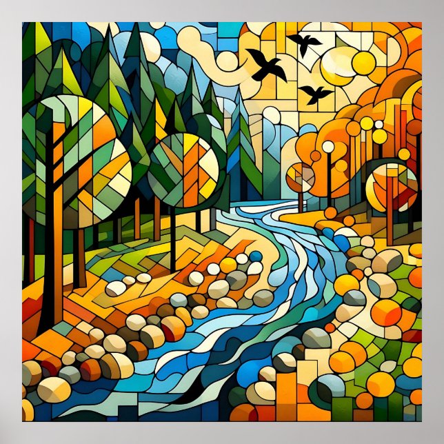 Poster Forêt géométrique (Devant)