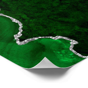 Poster Forêt Glamouruse Vert Marbre Chic Paillettes Argen