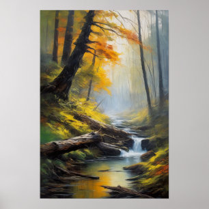 Poster Forêt luxuriante et ruisseau Babbling