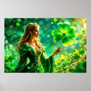 Poster Forêt magique Saint Patrick jour nature fée art