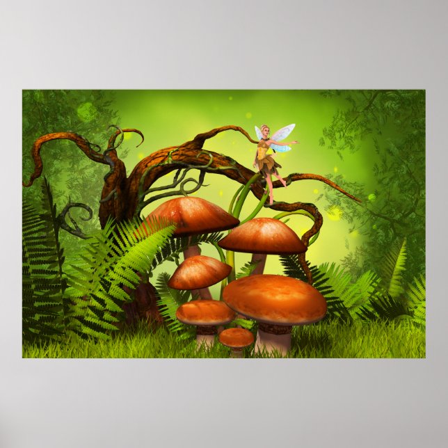 Poster Forêt mondiale de l'Imaginaire, grands champignons (Devant)