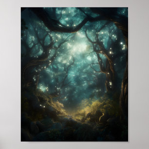 Poster Forêt Mystique Remplie D'Arbres Tournants